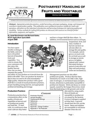 Postharvest Handling of Fruits and Vegetables