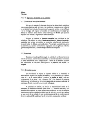 Tema 15 El proceso de relación en los animales