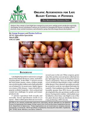 Organic Alternatives for Late Blight Control in Potatoes