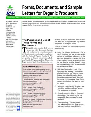 Forms, Documents, and Sample Letters for Organic Producers
