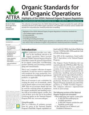 Organic Standards for All Organic Operations: Highlights of the USDA's National Organic Program Regulations