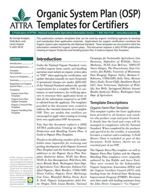 Organic System Plan (OSP) Templates for Certifiers