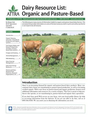Dairy Resource List: Organic and Pasture-Based