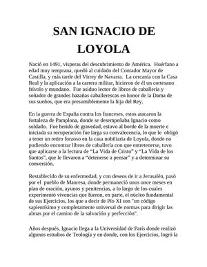 SAN IGNACIO DE LOYOLA.