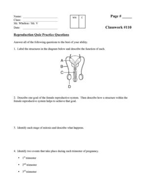 Reproduction Quiz Practice CW 110