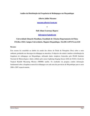 Análise da Distribuição da Frequência de Relâmpagos em Moçambique
