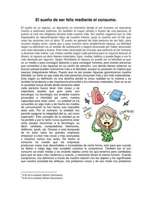 El suenño de ser feliz mediante el consumo
