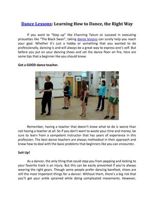Dance Lessons: Learning How to Dance The Right Way