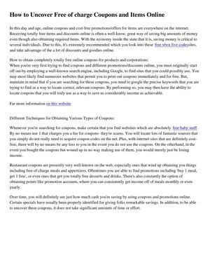 How to Uncover Free of charge Coupons and Items Online