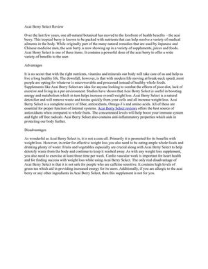 Acai Berry Select Review