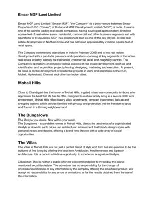 Plots flats villas in emaar mgf sector 95 96 mohali >> 9356667007