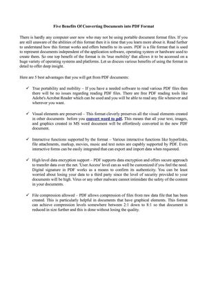 Five Benefits Of Converting Documents into PDF Format