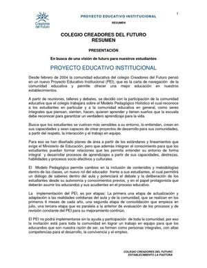 Resumen PEI  / Establecimiento La Pastora