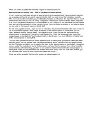 identity theft research paper