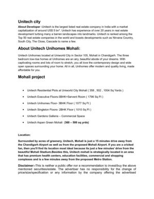 Plots floors flats unitech sector 96 97 106 107 Mohali >> 9356667007