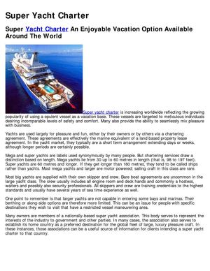 Super Yacht Charter