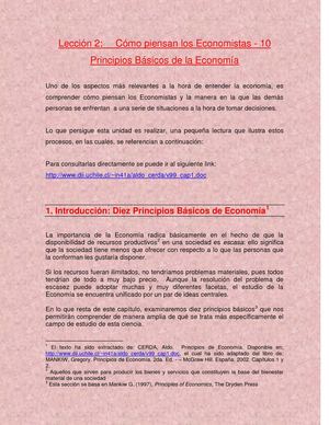 DIEZ PRINCIPIOS BÁSICOS DE LA ECONOMÍA