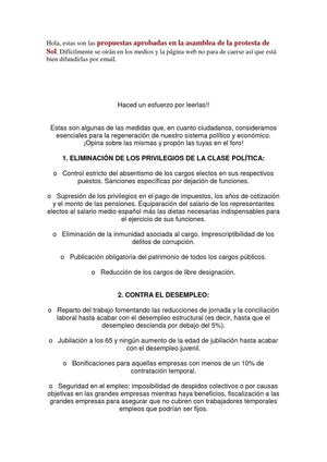 manifiesto 15M p del Sol
