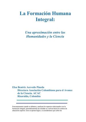 La Formacion Humana Integral