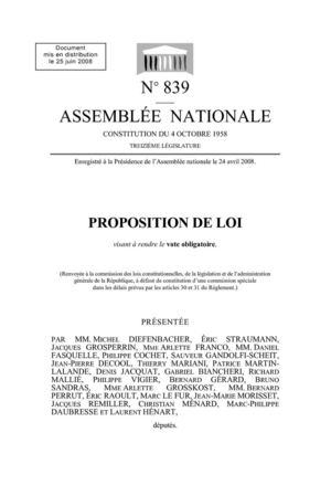 Ma proposition de loi visant à rendre le vote obligatoire