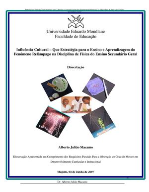 Influência Cultural – Que Estratégia para o Ensino e Aprendizagem do Fenómeno Relâmpago na Disciplina de Física do Ensino Secundário Geral