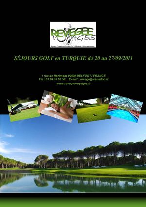 Séjour golf en Turquie du 20 au 27 Sept 2011