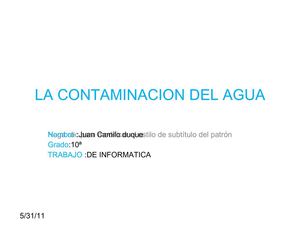LA CONTAMINACION DEL AGUA