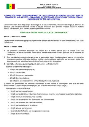 convention fiscale senegal belgique