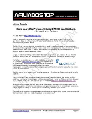 100 Dolares Diarios Con ClickBank - Ganar dinero en Internet es Facil