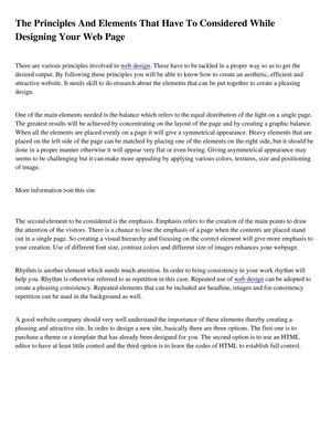 The Principles And Elements That Have To Considered While Designing Your Web Page