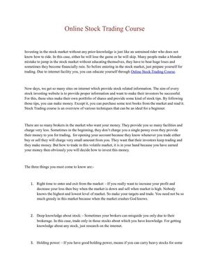Online Stock Trading Course