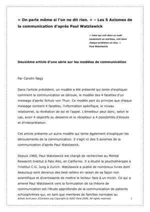 Les 5 axiomes de la communication selon Paul Watzlawick