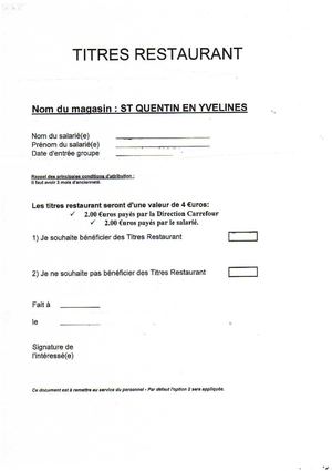 TITRES RESTAURANT - formulaire demande