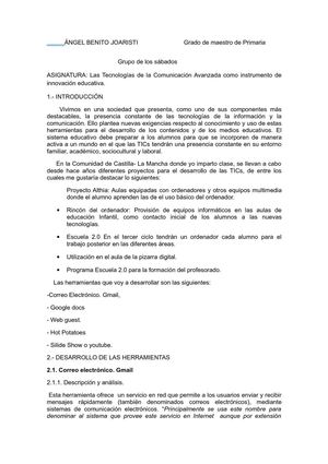 ANGEL - Unidad Didáctica  las tic.