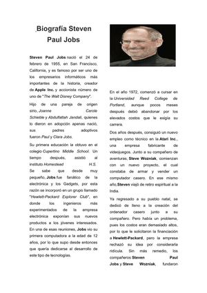 Biografía Steven Paul Jobs