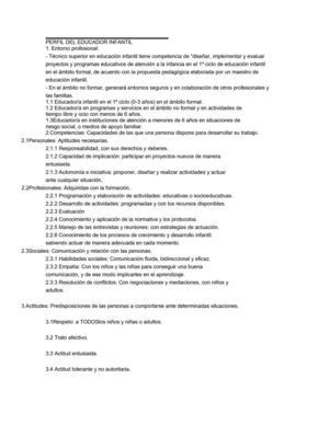 PERFIL DEL EDUCADOR INFANTIL