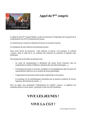 Appel des Jeune au congrés
