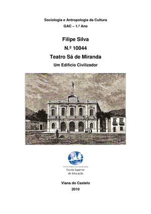 Teatro Sá de Miranda - Um Edificio Edificio Civilizador