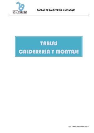 TABLAS CALDERERÍA Y MONTAJE