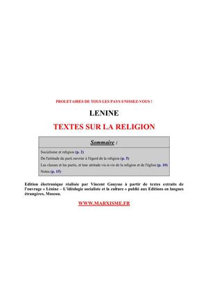 Lénine : textes sur la religion