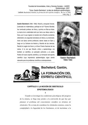 III 4- Bachelard la nocion de obstaculo espistemologico