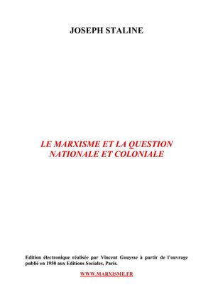 Staline : le marxisme et la question nationale et coloniale (1950)