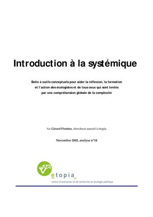 Introduction à la systémique - Gérard Pirotton - Novembre 2005 - analyse n°18