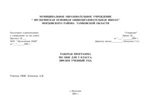 Рабочая  программа  по  ОБЖ. 5 класс.