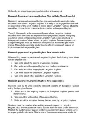 Langston hughes research paper