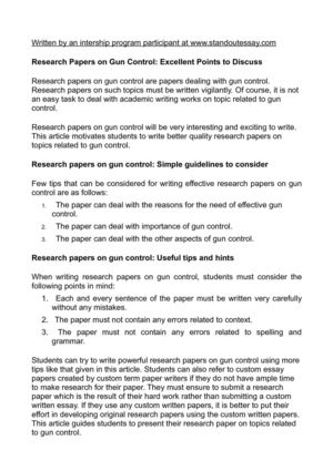 gun control research paper topics