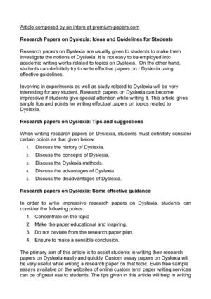 Student essays dyslexia