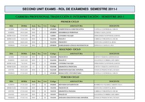 Rol de Examen II Unidad: Escuela de Idiomas
