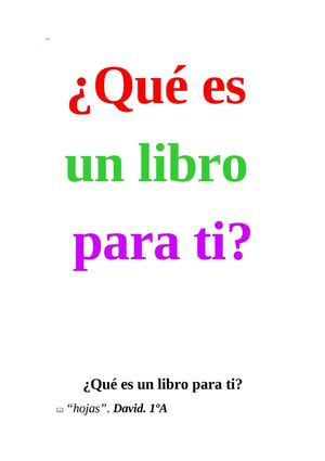 ¿QUé es un libro para tÍ?