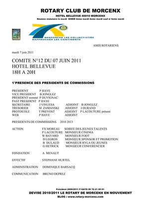 COMITE 12 DU 7 JUIN 2011